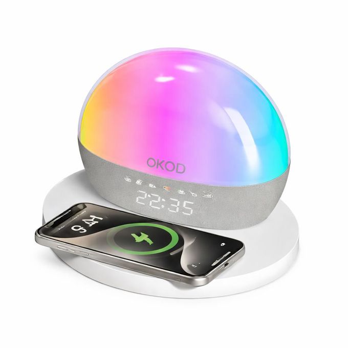 OKOP 6-in-1 RGB Bedside Alarm Clock & 15W Wireless Charger