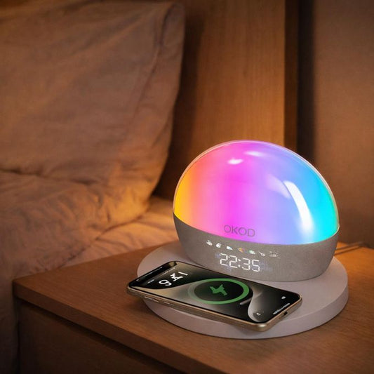OKOP 6-in-1 RGB Bedside Alarm Clock & 15W Wireless Charger
